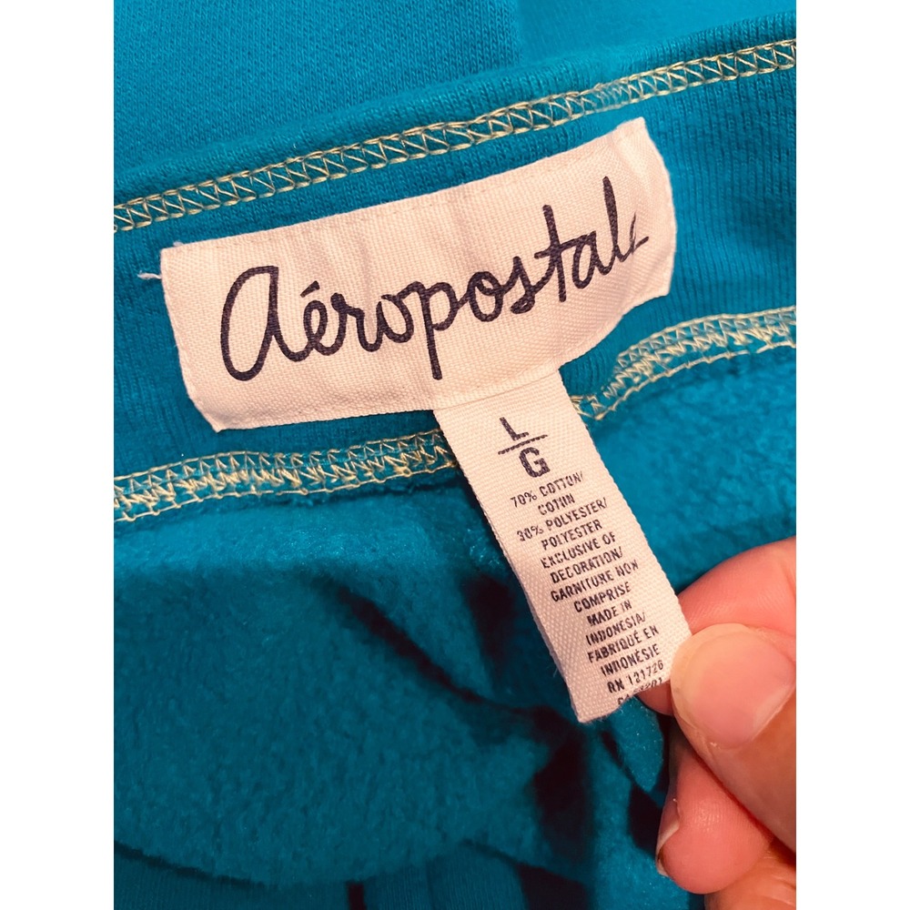 Aeropostale Vtg Y2K Teal Blue Aero Athl Div A87 Wide Leg Sweatpants Size L - Picture 7 of 7